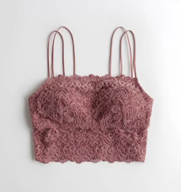 BRAND NEW HOLLISTER Gilly Hicks Chenille Square Neck Bralette Pink Size XS  £13.99 - PicClick UK
