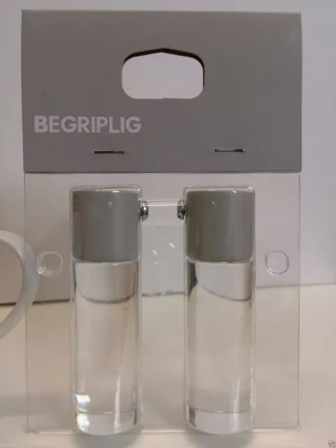 IKEA BEGRIPLIG ein Paar Endstücke für Gardinenstangen universal transparent