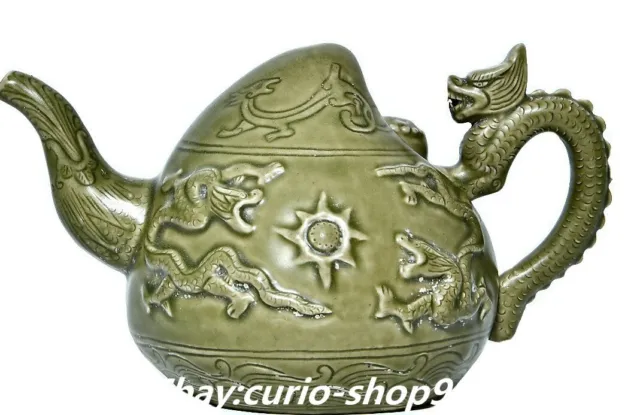 9" Song Dynasty Ceramic Kiln Porcelain Dragon Beast Kettle Wine Tea Pot Flagon