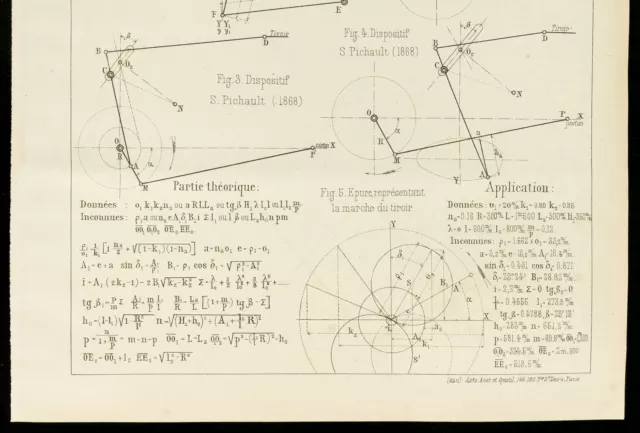 1886 - Plano Antiguo Tiempo Para Cajón (Máquina Para Steam ). Genio Civil 3