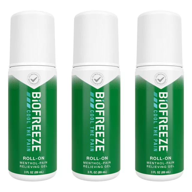 Biofreeze Roll-On Pain-Relieving Gel 3 FL OZ, Green (Pack Of 3) Topical Pain Rel