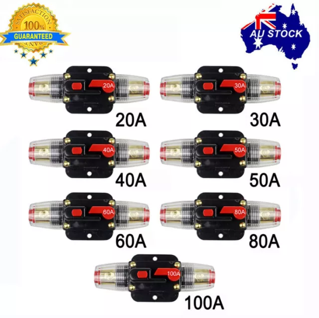 Auto Car Marine Bike 20A-100A Circuit Breaker Reset Fuse Inverter DC 12V-24V New