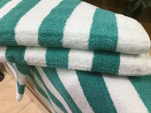 8 Packs New Large Cabana Striped Green Beach Resort Pool 30 x 70 Inches