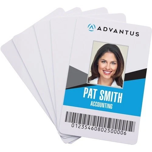 Advantus ID Cards, Laminated PVC, 2-/18"x3-3/8" , 100/PK, White (AVT97034)