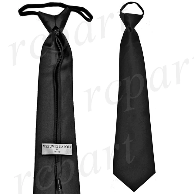 New formal men's pre-tied ready knot necktie polyester solid wedding party Black