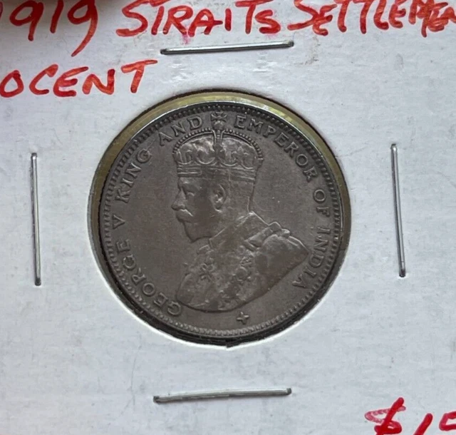 1919 Straits Settlements 20 Cents  bg
