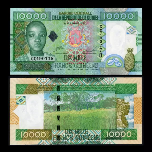2008 Guinee 10000 Ten Thousand Francs Pick 42b UNC - FREE COMBINED POST
