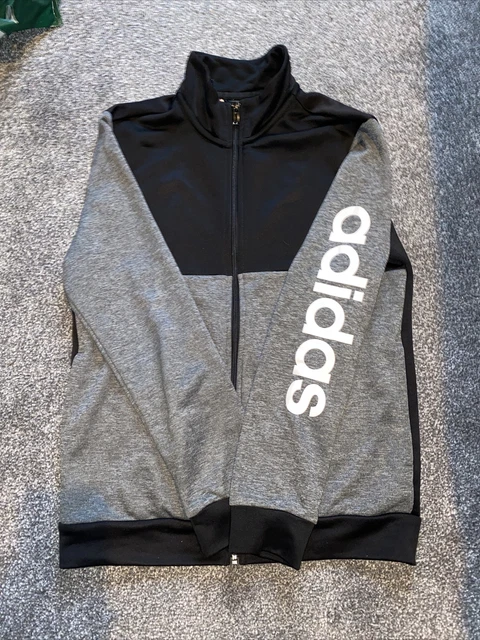 black and grey adidas Track Suit Top Jacket Age 13-14