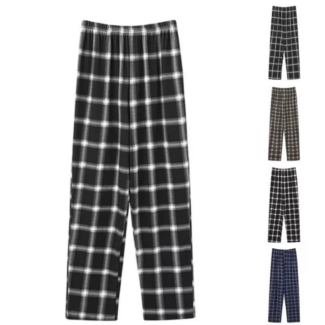 Pantalon de sommeil confortable et élégant homme en coton flanelle plaid pour