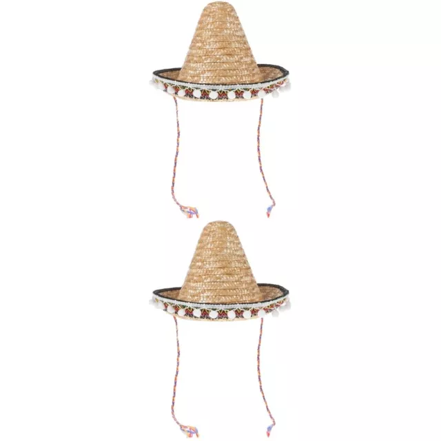 2 Pack Mexikanischer Sombrero Stroh Fräulein Herrenaccessoires Sonnenhut