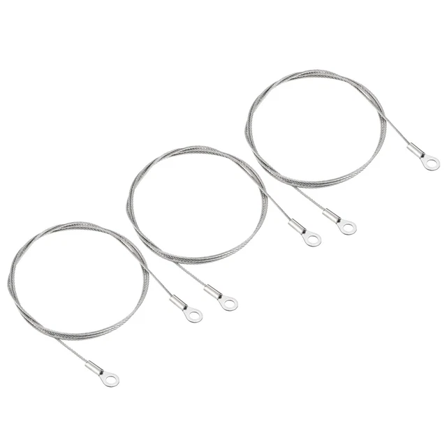 3Pcs 1.5mmx1m Steel Security Cable 5mm ID Eyelets Ended Safety Wire Rope