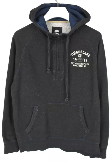 Timberland Capuche Homme Grand Pull Demi Fermeture Éclair Poche Kangourou Gris