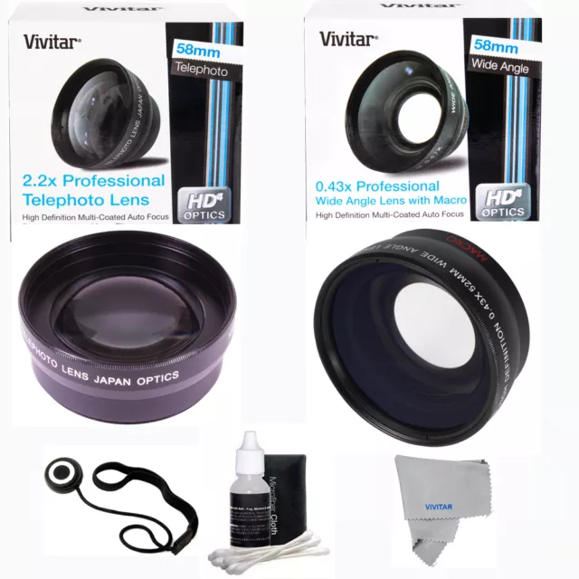 WIDE ANGLE + 2X TELE LENS KIT SET for NIKON AF-S DX Nikkor 18-55mm 1:3.5-5.6G VR