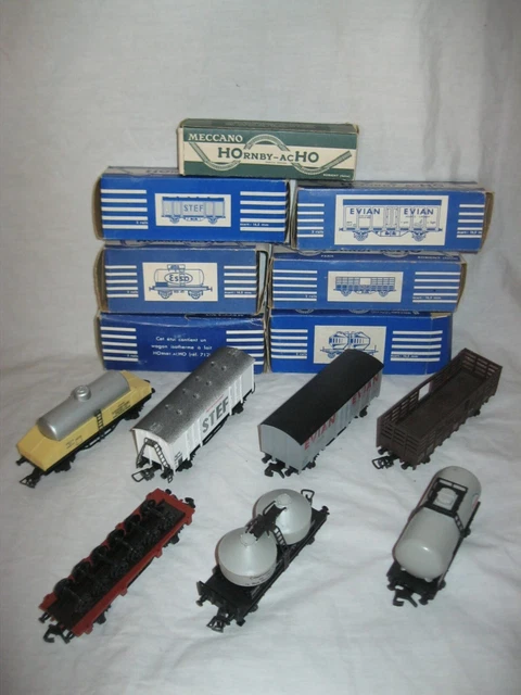 Lot De Wagons Marchandise Hornby – Échelle 0 – Métal Blanc – Avec Boîtes – Vintage