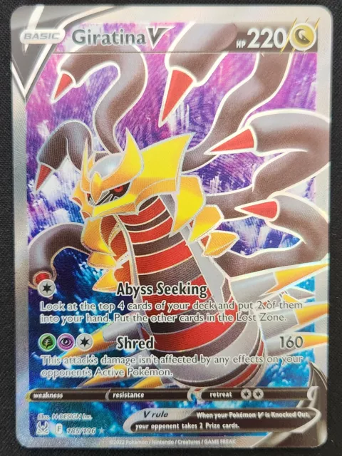 GIRATINA V 185/196 Full Art Ultra Rare Lost Origin Pokemon Card NM