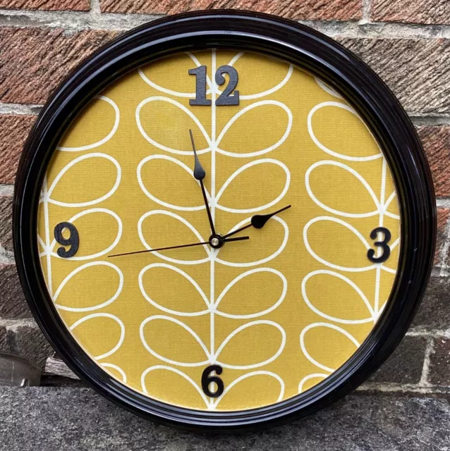 Vintage Railway Type Clock Repurposed With Orla Kiely Fabric