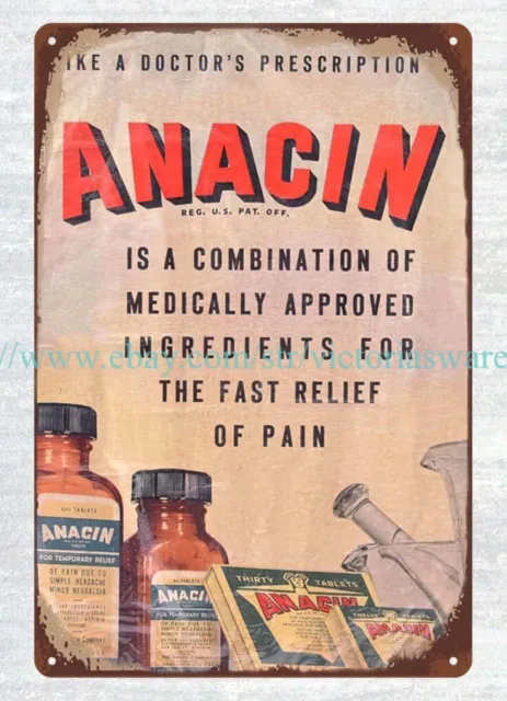 Anacin medicine metal tin sign collectible home decor online stores