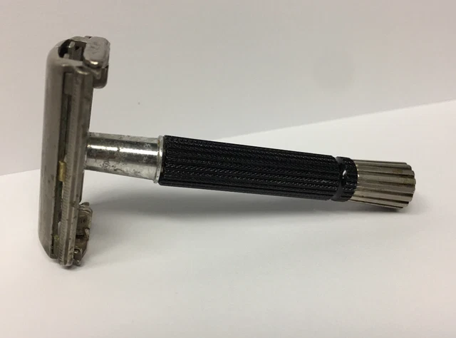 Vintage Gillette Black Super Speed TTO Double Edge Safety Razor P-4 1970