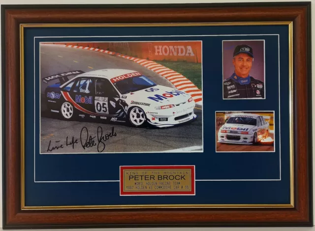 Peter Brock Mobil Holden Racing Team Car # 05 Signed Framed V8 Supercars