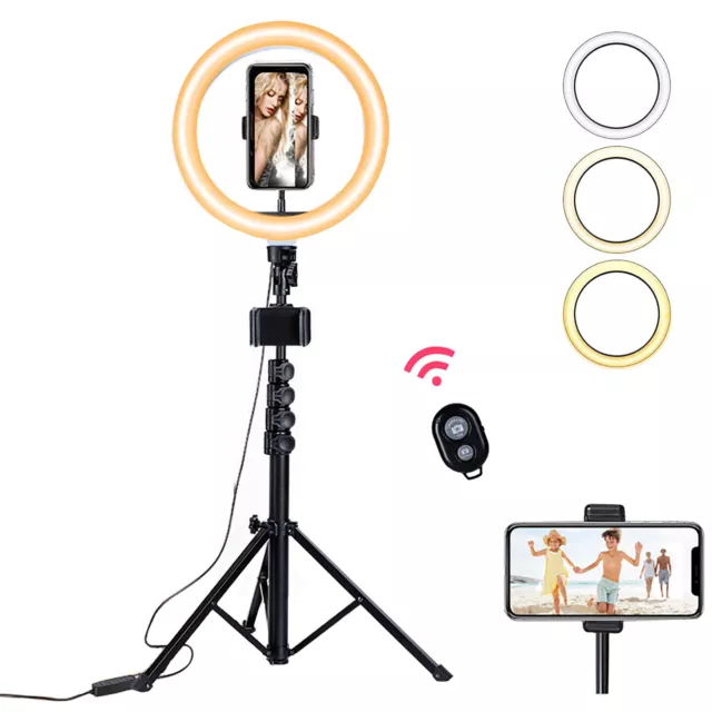 Bluetooth Handy Stativ 40-160cm Selfie-Stick mit LED Ringlicht und Fernsteuerung
