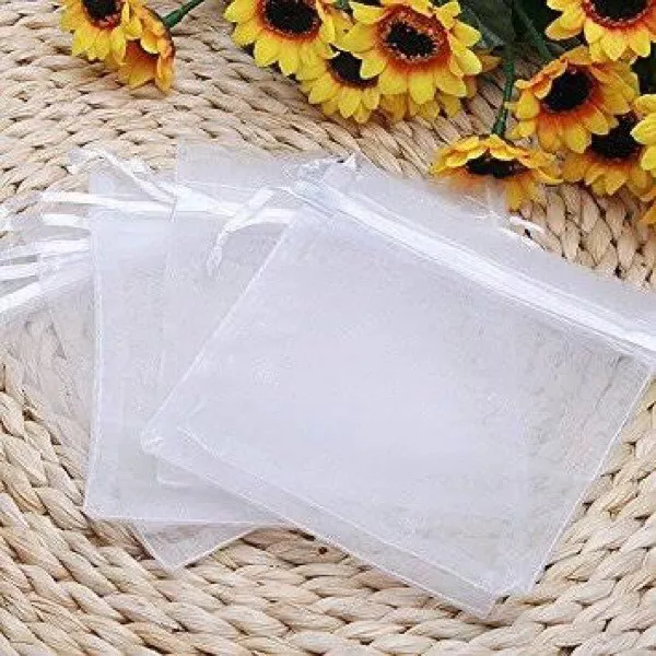 50x White Organza Bags Wedding Baby Shower Favours Christening Baptism Gift Bags