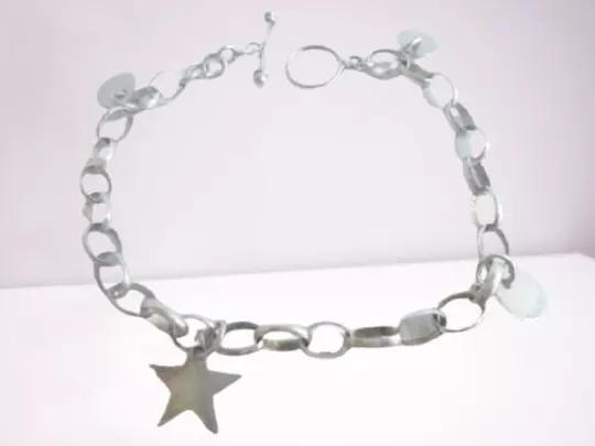 BRACCIALE IN ARGENTO 925 Chain BRACELET in sterling with star pendant and medals