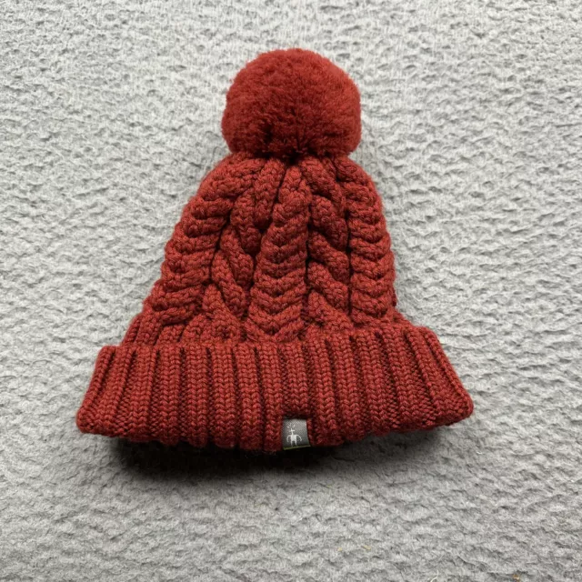 Smartwool Hat Cap Womens Red Chunky Knit Town Pom Pom Beanie Outdoor