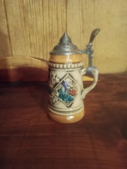 ANTIQUE GERMAN BEER Stein - Pewter lid, great patina, Gnome design $0. ...