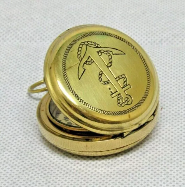 Push Button Sailor Pocket Compass Brass Nautical Maritime Compass Hiking