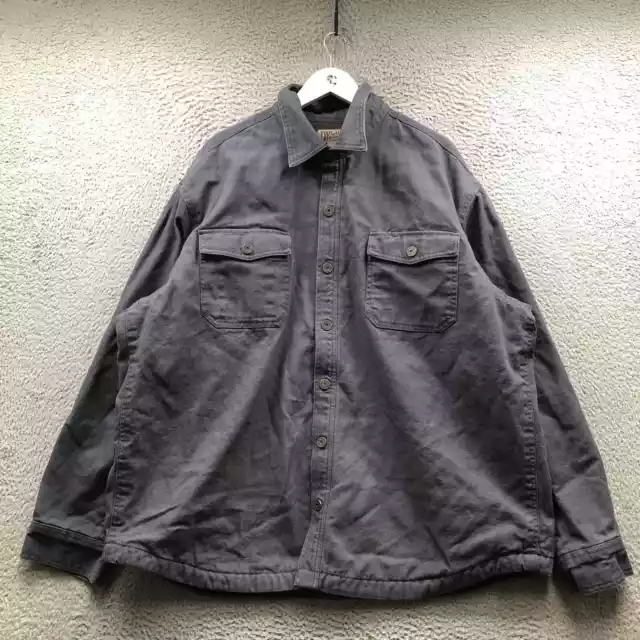 Duluth Trading Canvas Fleece Lined Flannel Button Heavy Shirt Men's 2XL Gray