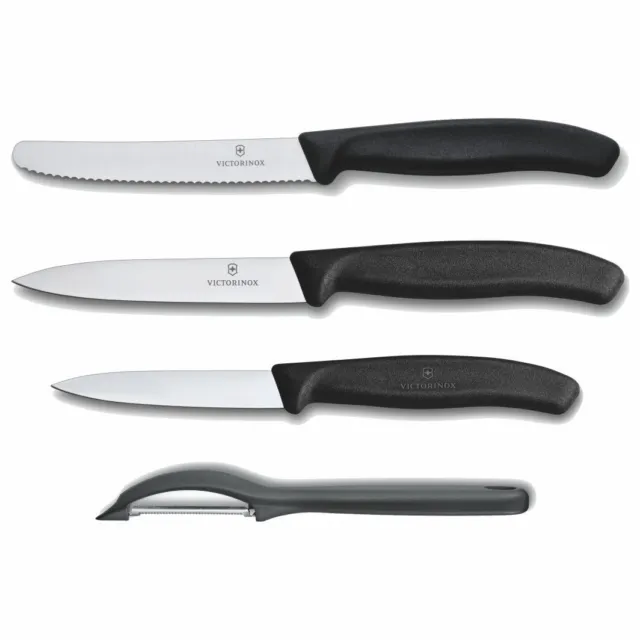 Victorinox Küchenset 4tlg Gemüsemesser Allzweckmesser Messer Schäler - schwarz -