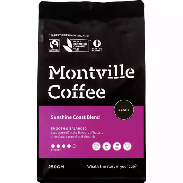 Montville Coffee Organic Coffee - Sunshine Coast Blend (Beans) 250g