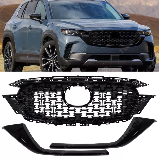 Fits Mazda CX5 CX-5 2022-2023 Front Grille/Front Grille Molding Trim Gloss Black