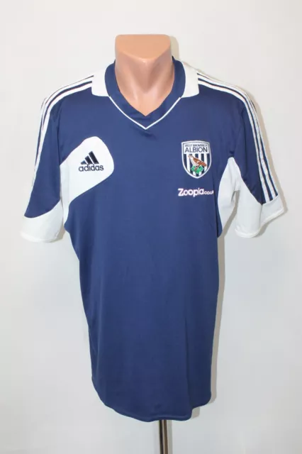 West Bromwich Albion Football Shirt Jersey 2011 Training Adidas Size L Blue Mens