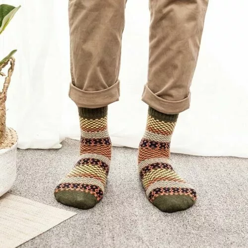 5 Pairs Mens Mixture Cashmere Soft Casual Socks Thick Warm Angora Wool 2