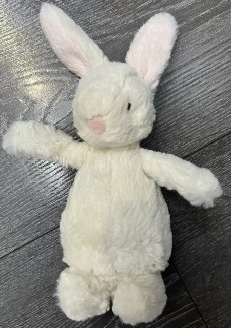 Little JELLYCAT 8"" weiß/rosa Bobtail schüchtern Hase Kaninchen Rassel Plüsch Bettdecke