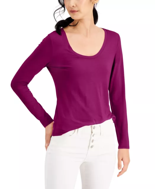 MSRP $30 Inc International Concepts Scoop-Neck Top Purple Size Small