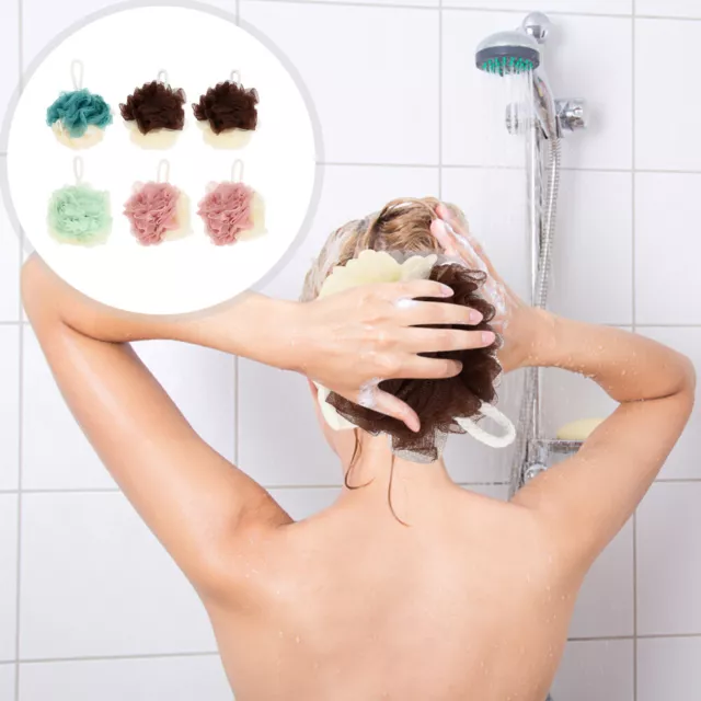 6 Pcs Badekugel Mit Farbverlauf Brandneue PE-Partikel Kind Körperwaschschwamm