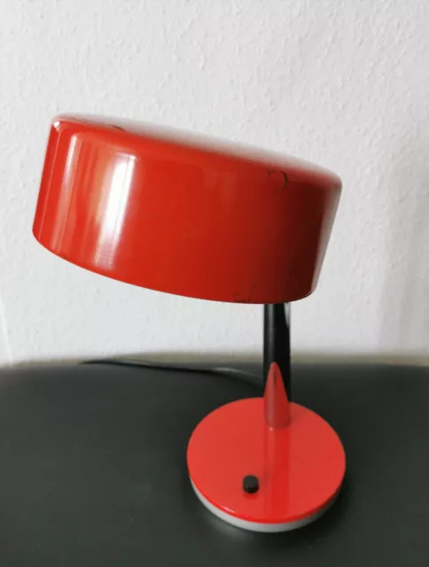 Space age postmodern table lamp Mid-century modern red metal desk lamp 70's