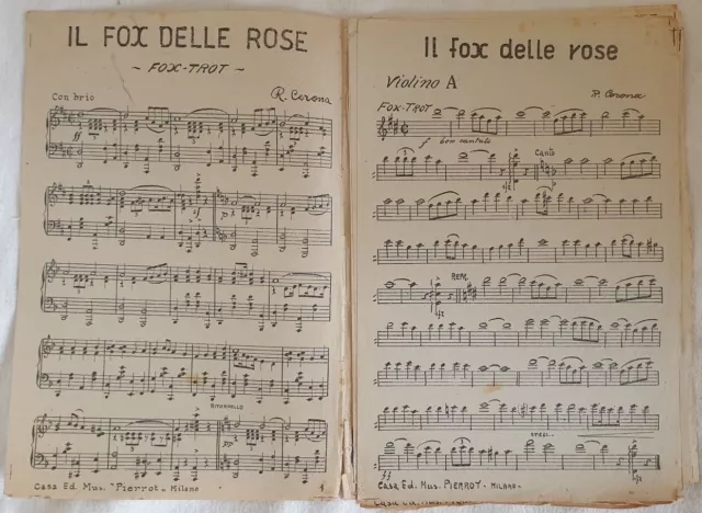 Spartito Orchestra Romolo Corona Il Fox Delle Rose 1929 Casa Musicale Pierrot
