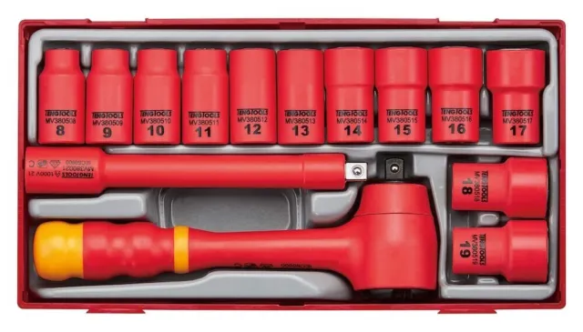 Teng Tools TTV3814 - Insulated 3/8" Drive Socket Set (1000 Volts) - 14pcs