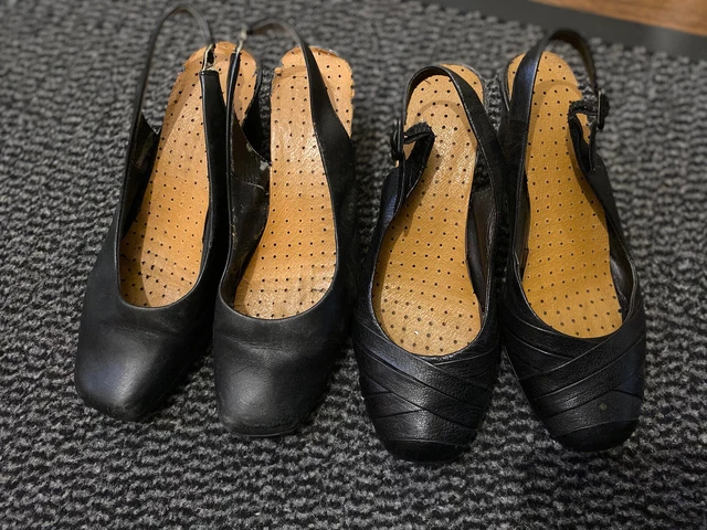 2x Pairs Clarks Womens Cushion Plus Sling Back Leather Shoes Size 5