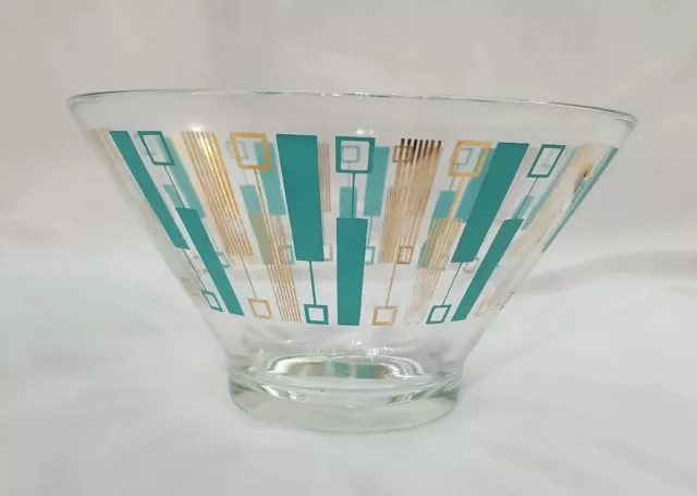 Anchor Hocking Turquoise Gold Atomic Mid Century Chip bowl