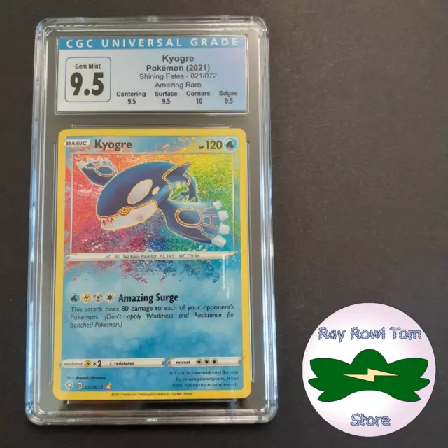 Kyogre Amazing Rare Shining Fates 021/072 CGC 9.5 Gem Mint Sub Grade Pokemon TCG
