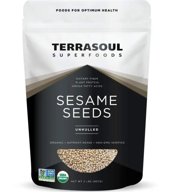 Superfoods Organic Unhulled Sesame Seeds 2 Lbs - Gluten Free Raw Keto