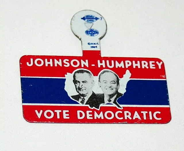 LBJ Johnson Humphrey For President 1964 Political Campaign Button Pin NOS New