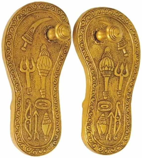 Main Vintage Look Laiton Indien Charan Paduka Khadau Statue Décor Maison 6 "