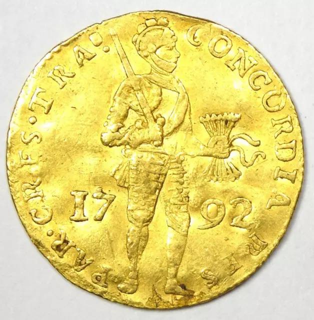 1792 Netherlands Utrecht Gold Ducat Coin (1D) - AU / MS UNC Details - Rare!