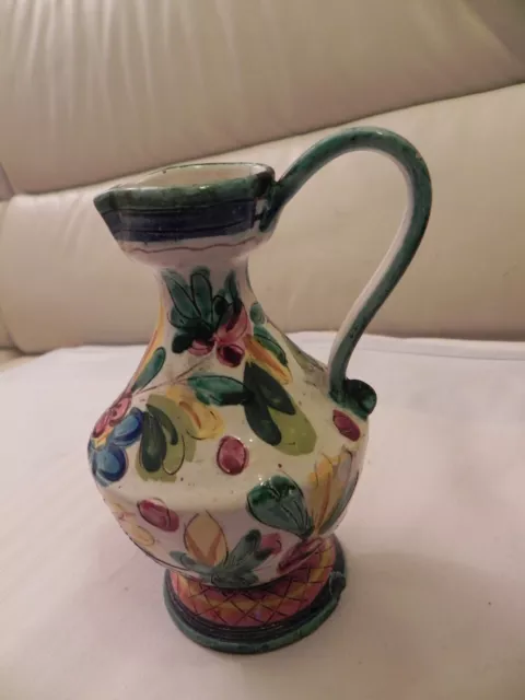 **Henkeltopf, Vase, Blumenvase, Krug, Handgemalt, signiert, italienische Keramik