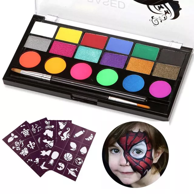 Professional Face Paint kits Body Party Washable Painting set for Kids Stencils